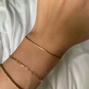 vintage 14k Italian gold dainty box bracelet - 7”
